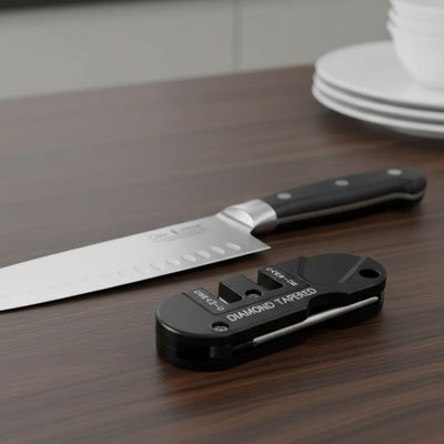 aiguiseur couteau design compact pliable noir moderne